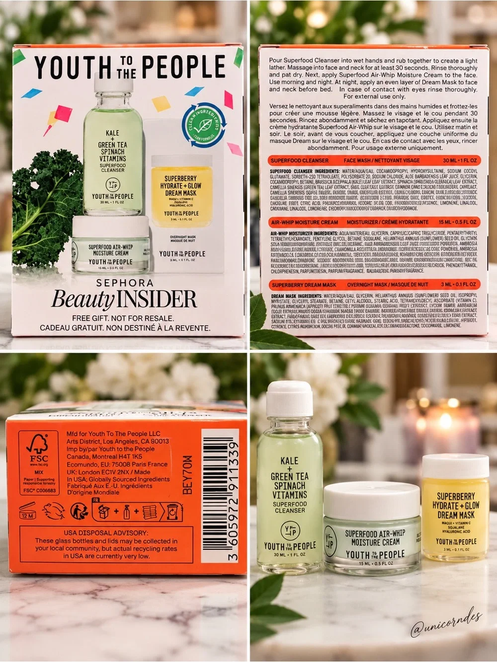 Youth To The People Sephora Beauty Insider Skincare Set Superfood Cleanser Dream